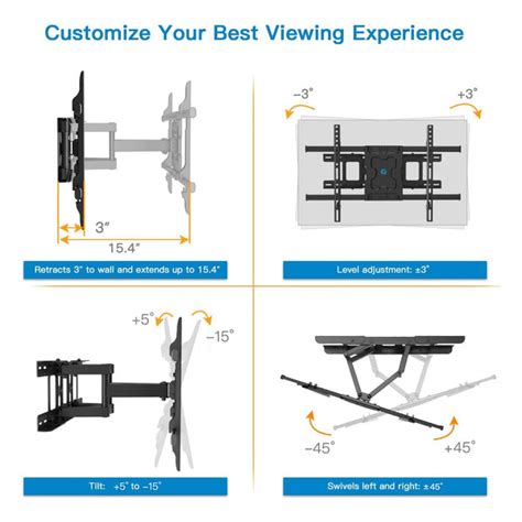 Full motion TV Wall Mount For 37" To 75" TVs