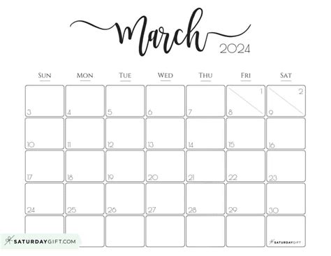 2024 Blank Calendar March Clip Art Funny - Jan Calendar 2024