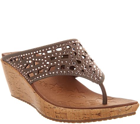 Skechers Wedge Thong Sandals w/ Rhinestones - Dazzled - Page 1 — QVC.com