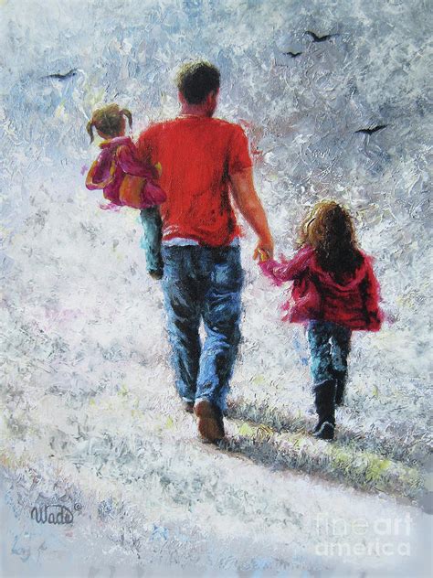 Father and Two Daughters Walking Painting by Vickie Wade - Pixels