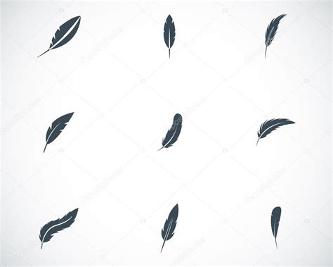 Vector black feather icons set Stock Vector by ©skarin1 36658377