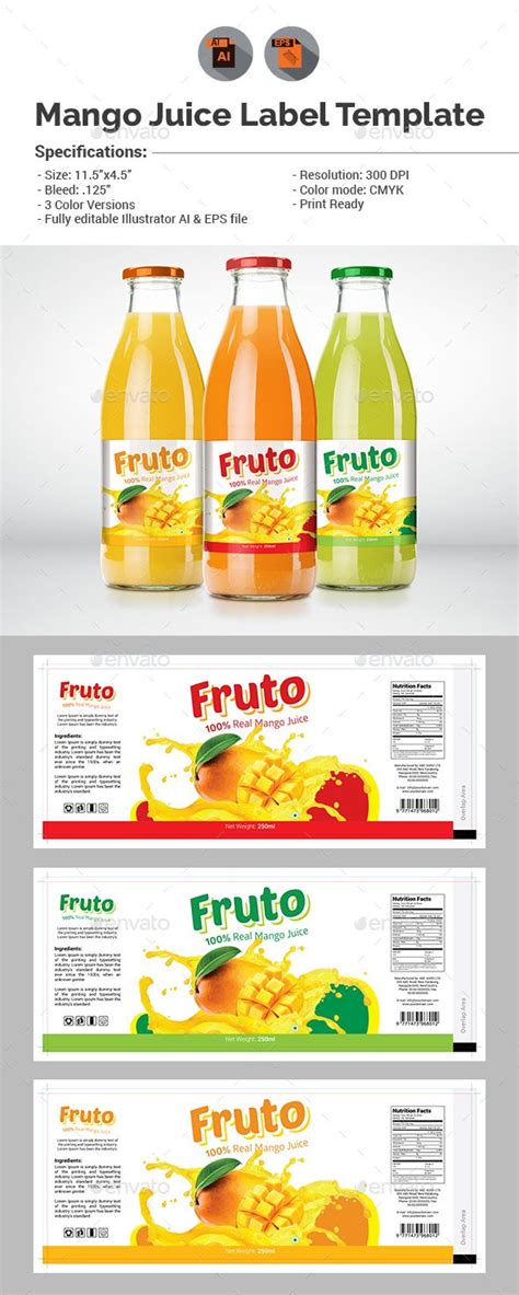 Juice Label Template | Juice packaging, Fruit juice packaging, Fruit ...