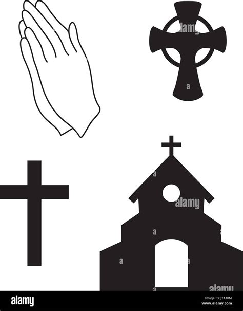 vector illustration of Christian faith, church symbols. Praying hands, celtic cross Stock Vector ...