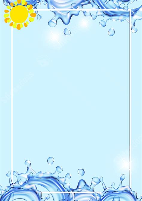 Water Wave Border Blue Summer Discount Promotion Page Border Background Word Template And Google ...