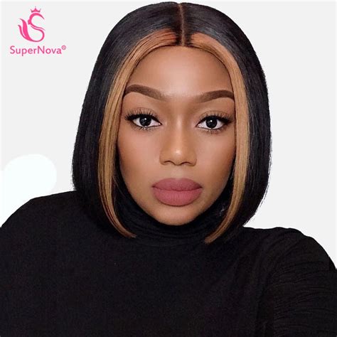 Short Human Hair Bob Wigs Brazilian Straight 13x4 Lace Front Wigs For Women 180 Density Pre ...