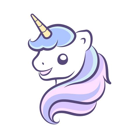 Cute happy unicorn head vector illustration. Mythical creature cartoon ...