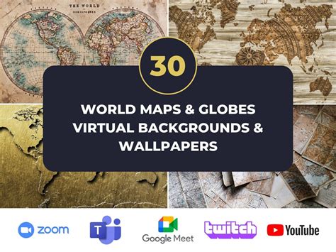 30 Zoom Backgrounds World Globes & Maps Virtual - Etsy