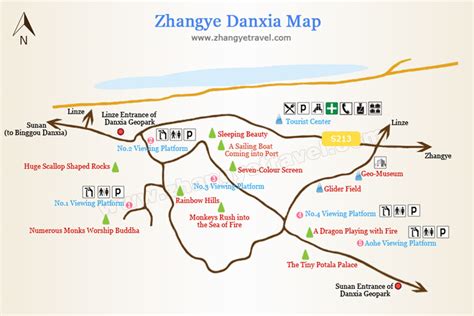 Zhangye Danxia Landform China Map