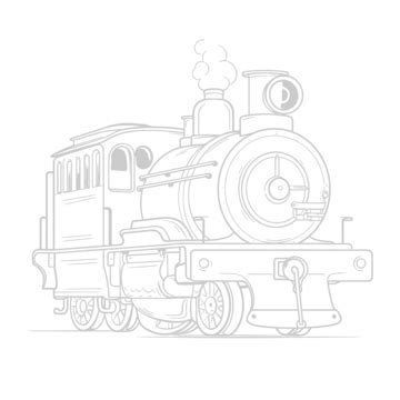 Train Coloring Page Featuring An Engine Train Outline Sketch Drawing Vector, Steam Train Drawing ...
