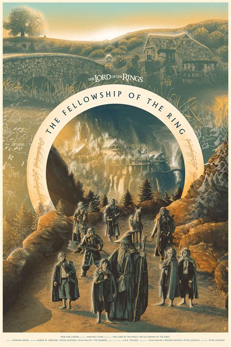 the fellowship of the ring movie poster with an image of people walking ...