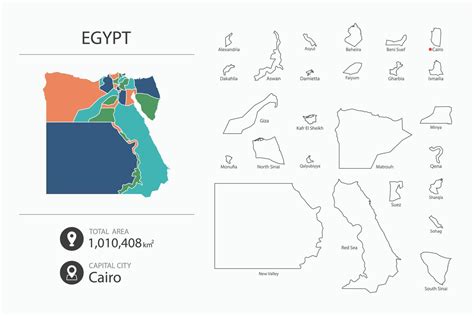 Map of Egypt with detailed country map. Map elements of cities, total ...