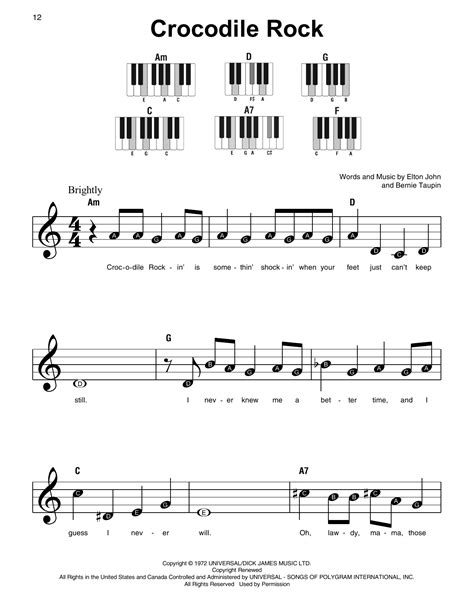 Crocodile Rock by Elton John Sheet Music for Super Easy Piano at Sheet Music Direct