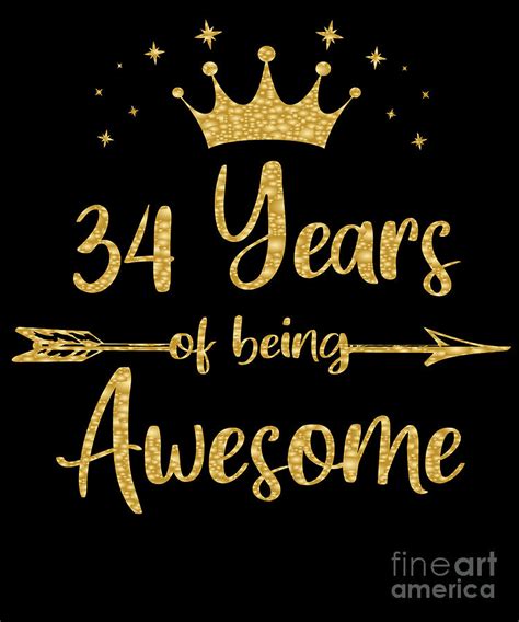 Womens 34 Years Of Being Awesome Women 34th Happy Birthday product ...