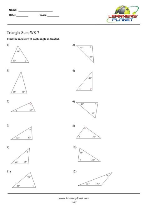 Triangle Angle Sum Worksheet – Imsyaf.com