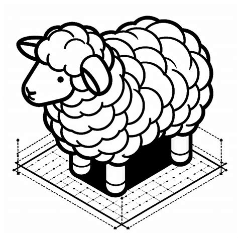 3D Sheep coloring page - mandalamaker.online