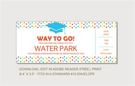 Water Park Preschool Kindergarten Graduation Gifts Coupon | Etsy