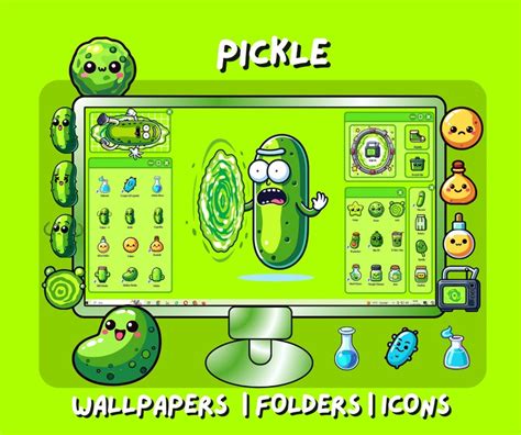 Pickle Funky Desktop Wallpaper Organizer Theme Minimalist Computer Background Green Moody Rick ...