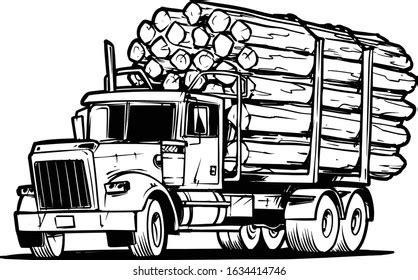 Logging Truck Vector Illustration Isolated On: vetor stock (livre de ...