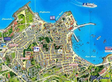 Mykonos town map (Hora): detailed map by Sky Map Greece