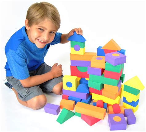 EWONDERWORLD 70 Piece Building Block Set Non Toxic Extra Thick Foam Toy Blocks - Stacking ...