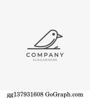 1 Minimalist Bird Logo Icon Lin Clip Art | Royalty Free - GoGraph
