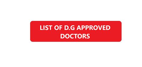 List of D.G Shipping Approved doctors in India
