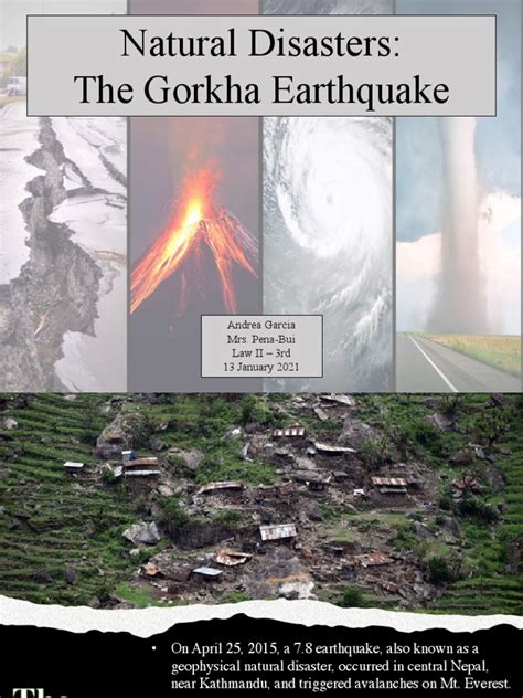 Natural Disasters: The Gorkha Earthquake: Andrea Garcia Mrs. Pena-Bui Law II - 3rd 13 January ...