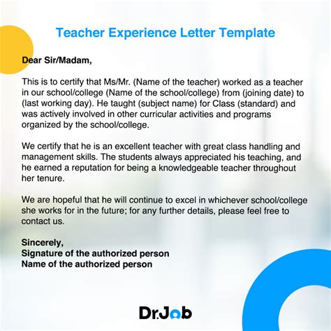 Experience Letter Format (+Tips & Free Word Templates)|Drjobpro.com ...