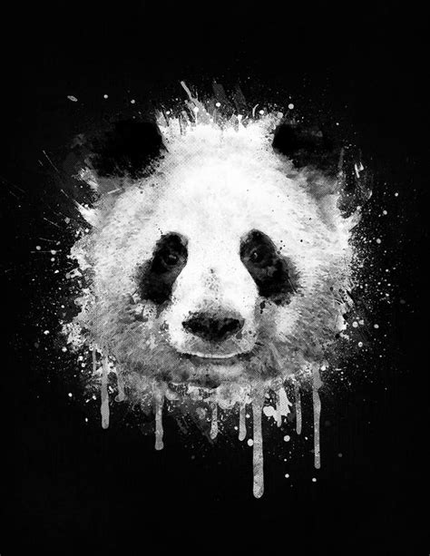 Watercolor Panda Portrait in Black and White by mrsbadbugs on DeviantArt