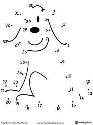 *FREE* Learning to Count by Connecting the Dots 1 Through 33: Drawing a Dog | Dot worksheets ...