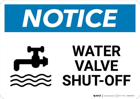 Notice: Water Valve Shut-Off with Icon Landscape | Creative Safety Supply