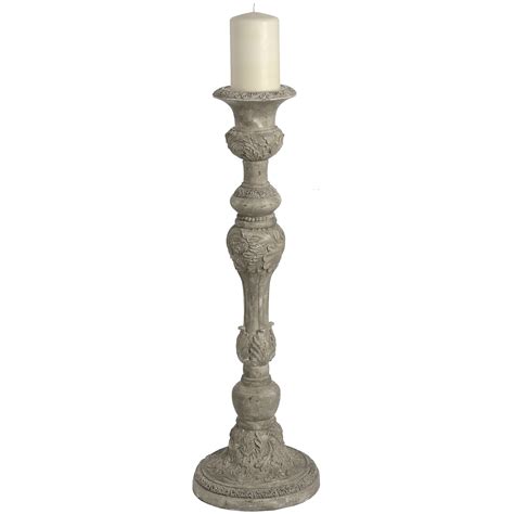 Tall Rounded Base Antique White Candle Pillar From Hill Interiors