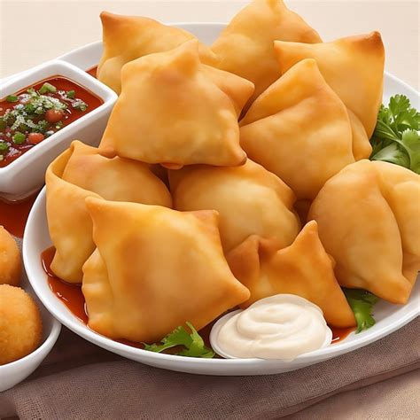 Premium AI Image | Deep fried samosas and dumplings gourmet appetizer