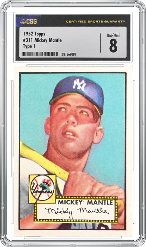 CSG awards high grade to another beautiful 1952 Topps Mickey Mantle ...