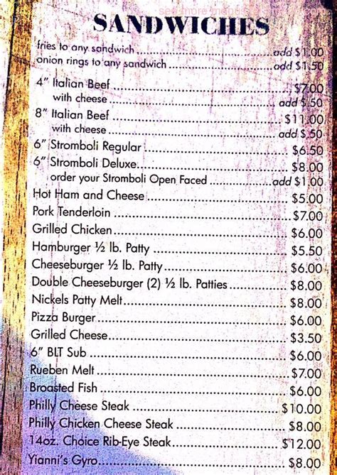 Menu at Wooden Nickel Restaurant & Bar, North Judson