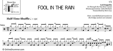 Fool In The Rain - Led Zeppelin - Drum Sheet Music | OnlineDrummer.com