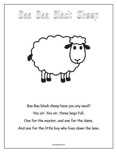 Baa Baa Black Sheep – Free Printable