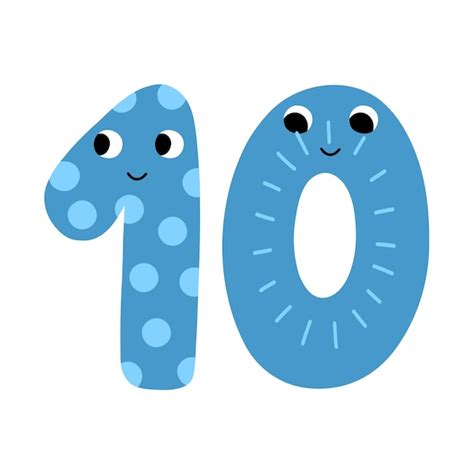 Premium Vector | Cute number ten character for kids Leaning numbers for preschool Doodle number ...