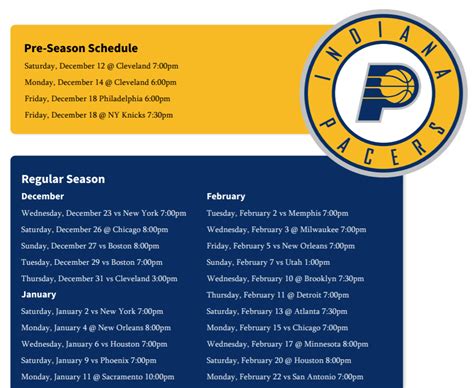 Indiana Pacers schedule Archives - Printerfriendly