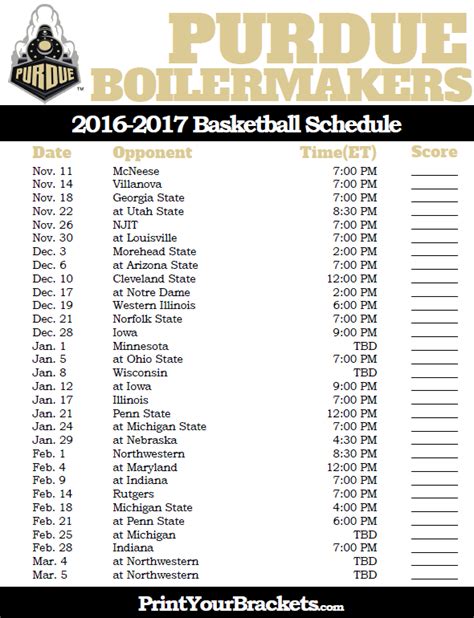 Purdue Basketball Schedule Printable - Printable Calendars AT A GLANCE