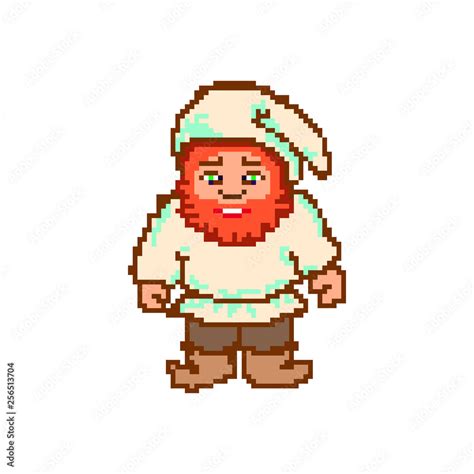 pixel male funny cartoon gnome Stock Vector | Adobe Stock