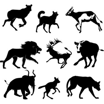 Animals Running Silhouette Vectors, Animals, Action, Mammals PNG ...