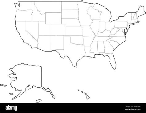 Usa Map Outline Black