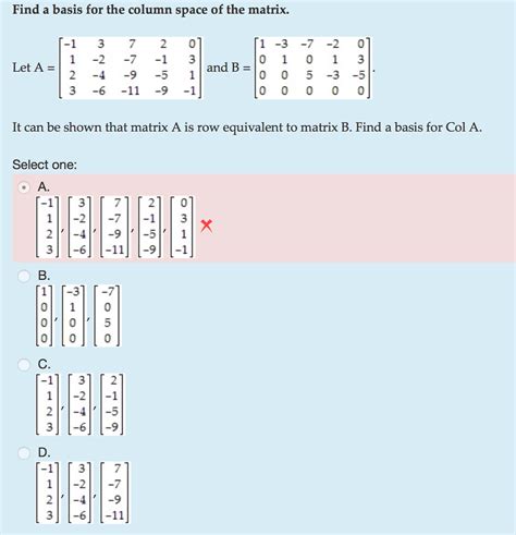 Solved Find a basis for the column space of the matrix. Let | Chegg.com