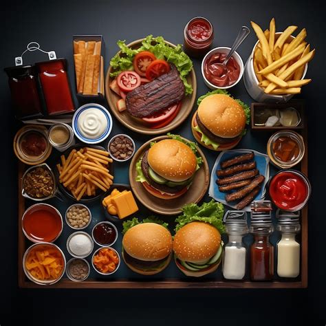 Premium Photo | A Set of Burger Bar Setup Flat Top Griddle Burger ...