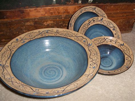 Beautiful Handmade Ceramic Pottery Bowl Set Large and Small