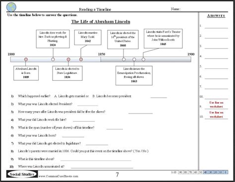 Timeline Worksheets | Social studies worksheets, Reading comprehension ...