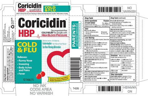 Coricidin HBP Cold and Flu Medicine 10 Tablets — Mountainside Medical Equipment