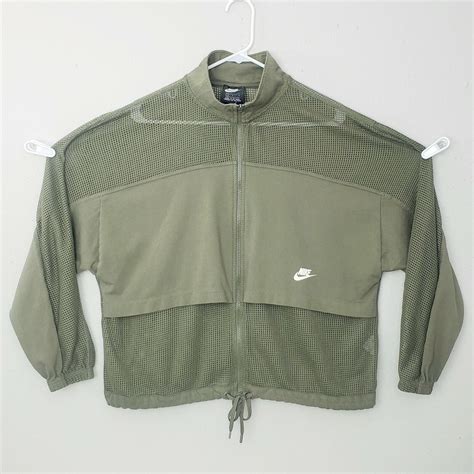 NIKE Sportswear Mesh Jacket Olive Green Full-Zip Wome… - Gem