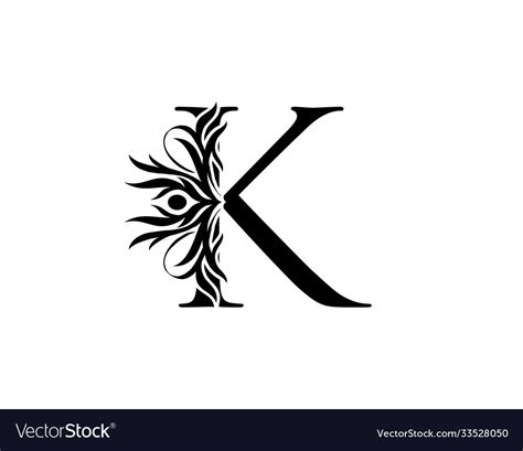 Calligraphy letter k graceful royal style Vector Image